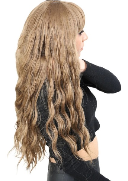 Perçemli Uzun Su Dalgası Fiber Sentetik Peruk- Bebek Kumralı fırsatları