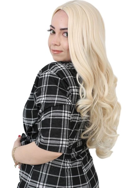 Yoğun Dalgalı Fiber Sentetik Uzun Perçemsiz Peruk - Platin modelleri