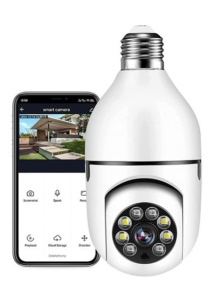 WiFi 360 Panoramik Ampul Kamera Gece Görüş Ses Akıllı Hareket Algılayıcı (4915) GO-53-vice/(1395)