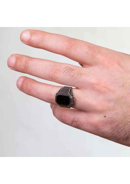 Modasteps 925 Ayar Gümüş Doğal Akik Taş Yüzük No:8 fiyatları