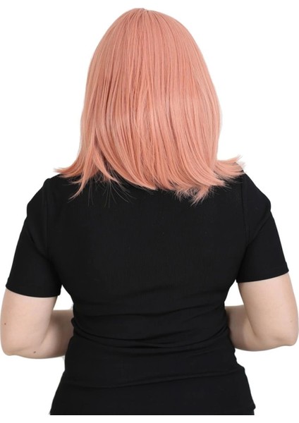 Küt Kahküllü Fiber Sentetik Peruk - Gül Kurusu fırsatları