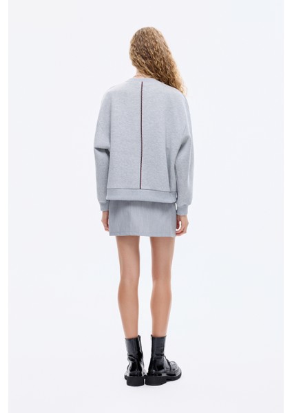 Yazı Baskılı Nakış Işlemeli Oversize Sweatshirt Grimelanj indirimleri