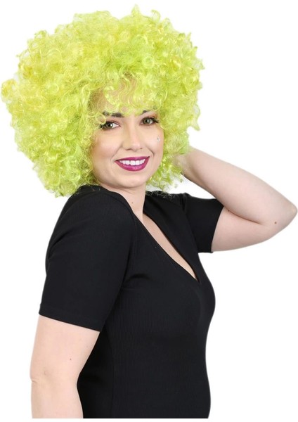 Animasyon Parti ve Palyaço Peruğu - Neon Yeşil fiyatları