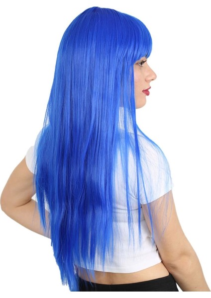 Uzun Kahküllü Fiber Sentetik Peruk - Koyu Mavi fiyatları