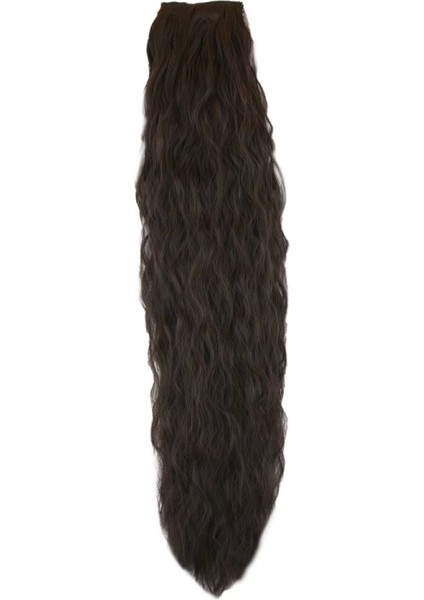 Fiber Sentetik Kabarık Dalgalı 8 Parça Çıt Çıt - Kahverengi