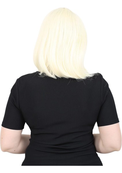 Fiber Sentetik Peruk Perçemsiz Kısa Düz - Açık Platin fırsatları