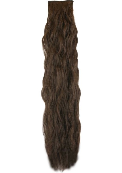 Fiber Sentetik Kabarık Dalgalı 8 Parça Çıt Çıt - Açık Kahve