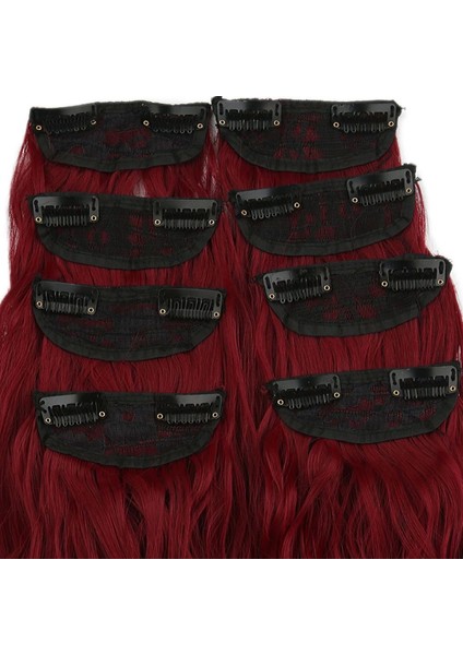 Fiber Sentetik Kabarık Dalgalı 8 Parça Çıt Çıt - Kızıl fiyatları