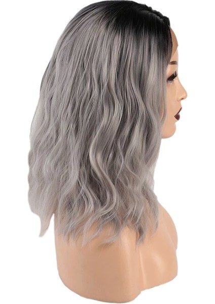 Fiber Sentetik Dalgalı Kısa Tül Peruk - Siyah Gri Ombreli fiyatları