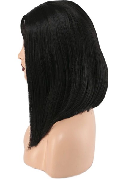 Fiber Sentetik Bob Kısa Tül Peruk - Siyah modelleri