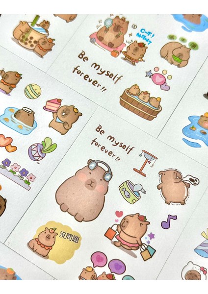 Sevimli Sanrio Karakterli Capybara 12 Yaprak Mini Defter Sticker Mor Renk fırsatları