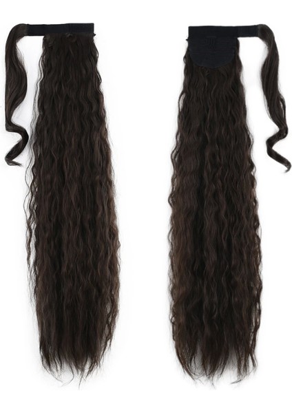 Bağlamalı Kabarık Dalgalı At Kuyruğu - Açık Kahve