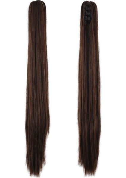 Tokalı Düz At Kuyruğu - Kahve Karamel