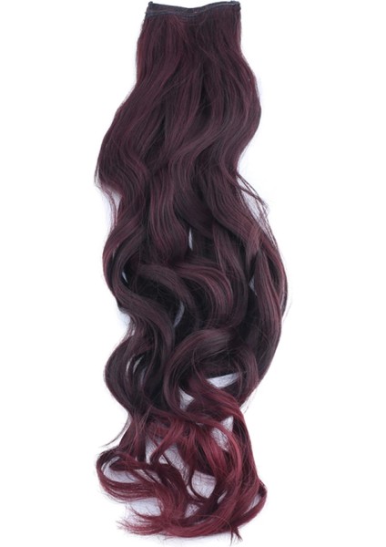 Fiber Sentetik Dalgalı 8 Parça Çıt Çıt - Koyu Kızıl