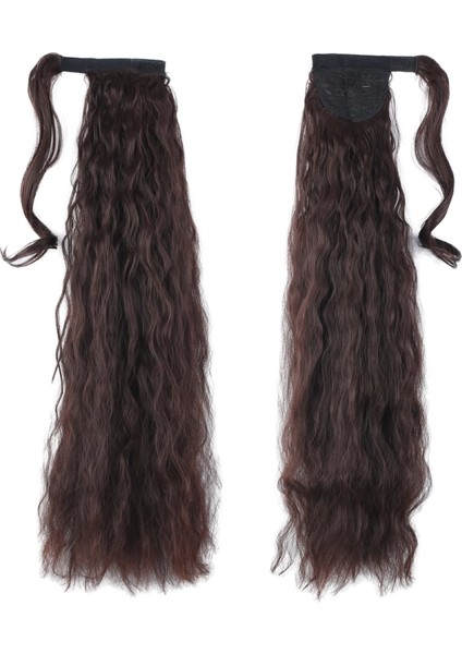 Bağlamalı Kabarık Dalgalı At Kuyruğu - Koyu Kahve