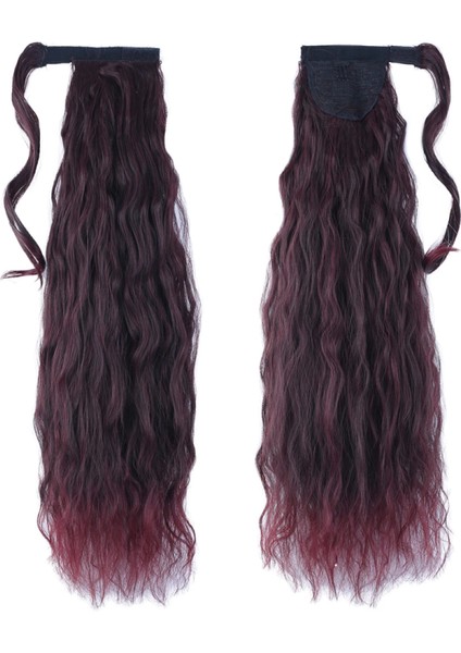 Bağlamalı Kabarık Dalgalı At Kuyruğu - Koyu Kızıl