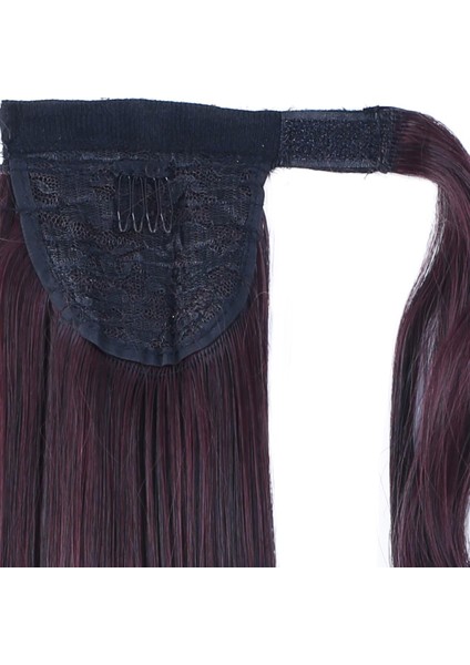 Bağlamalı Düz At Kuyruğu - Koyu Kızıl fırsatları