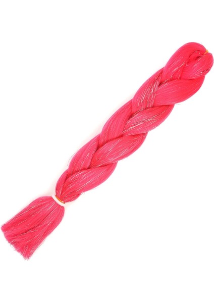 Simli Koyu Pembe Örgülük Saç 100 gr