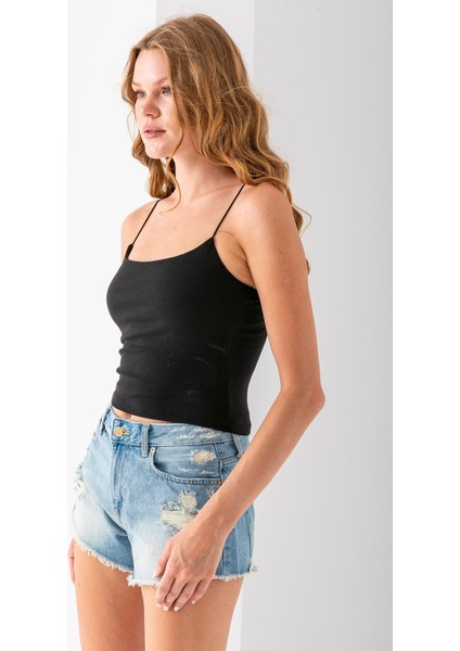 Kadın Kare Yaka Ince Askılı Basic Atlet Siyah - MS0000514 fırsatları