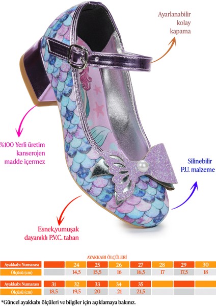 Deniz Kızı Inci Fiyonklu Simli Kız Çocuk Topuklu Abiye Ayakkabı fiyatları