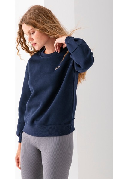 Kadın Bisiklet Yaka Miu Miu Aksesuarlı 3ip Sweatshirt Lacivert - 2627 modelleri