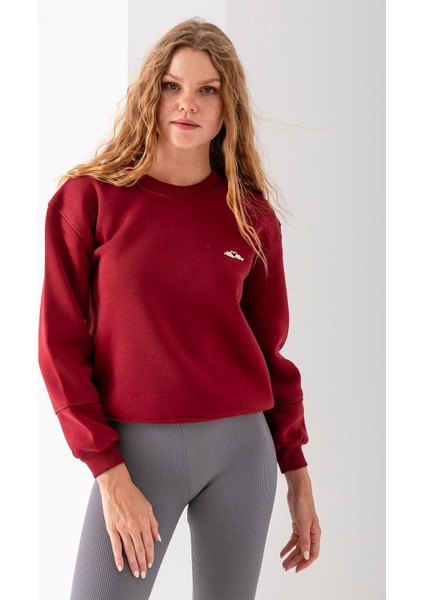 Kadın Bisiklet Yaka Miu Miu Aksesuarlı 3ip Sweatshirt Bordo - 2627 indirimleri
