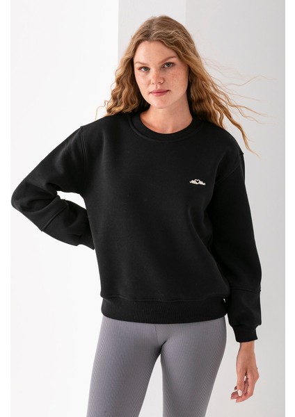 Kadın Bisiklet Yaka Miu Miu Aksesuarlı 3ip Sweatshirt Siyah - 2627 fiyatları