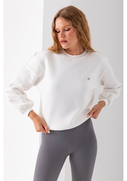 Kadın Bisiklet Yaka Fiyonk Aksesuarlı 3ip Sweatshirt Beyaz - 2624 fiyatları