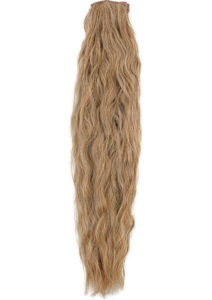 Fiber Sentetik Kabarık Dalgalı 8 Parça Çıt Çıt - Karamel Platin Röfleli