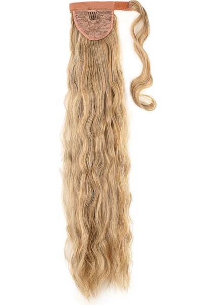 Bağlamalı Kabarık Dalgalı At Kuyruğu - Karamel Platin Röfleli modelleri