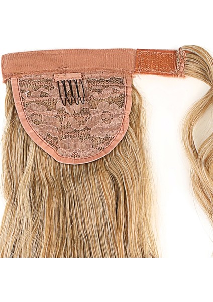 Bağlamalı Kabarık Dalgalı At Kuyruğu - Karamel Platin Röfleli fırsatları