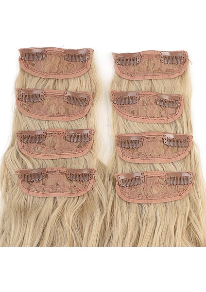 Fiber Sentetik Kabarık Dalgalı 8 Parça Çıt Çıt - Kumral Beyaz Platin Röfleli fiyatları