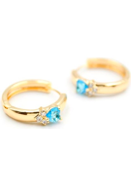 Kalp Halka Küpe - Turkuaz