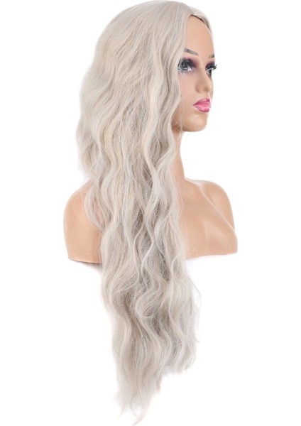 Uzun Su Dalgası Fiber Sentetik Peruk - Küllü Beyaz fiyatları