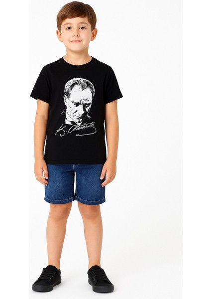 Çocuk Atatürk Baskılı Tişört 5-8 Yaş indirimleri