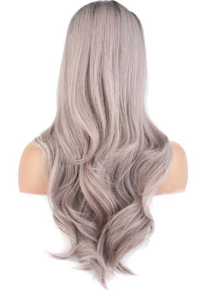 Doğal Dalgalı Perçemli Fiber Sentetik Uzun Boy Peruk - Koyu Kumral - Açık Rus Kumralı Ombre ve Röfleli fırsatları