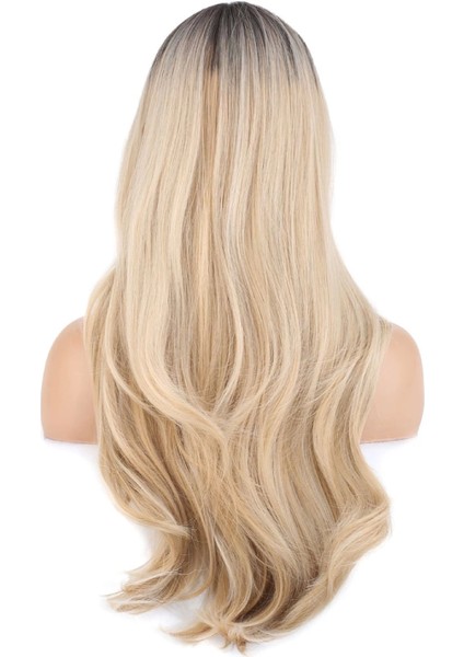 Doğal Dalgalı Perçemli Fiber Sentetik Uzun Boy Peruk - Kumral - Platin Ombre ve Röfleli fırsatları