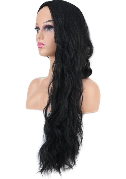 Uzun Su Dalgası Fiber Sentetik Peruk - Siyah modelleri