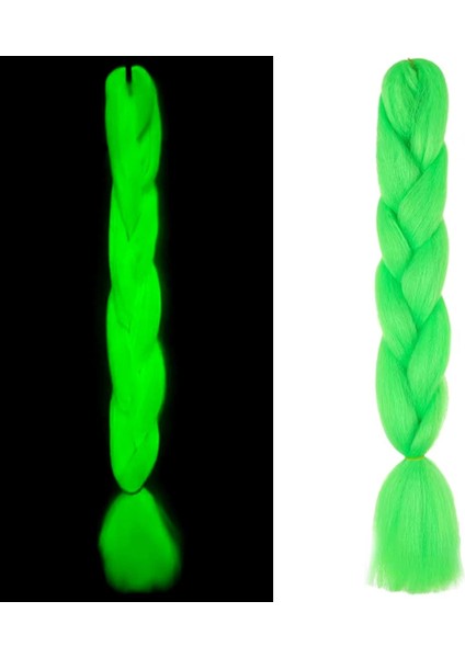 Fosforlu Neon Örgülük Saç 100 gr - Yeşil