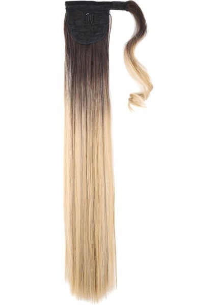 Bağlamalı Düz At Kuyruğu - Kahve- Bal Köpüğü Ombre ve Platin Işıltılı modelleri