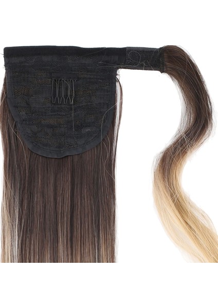 Bağlamalı Düz At Kuyruğu - Kahve- Bal Köpüğü Ombre ve Platin Işıltılı fırsatları