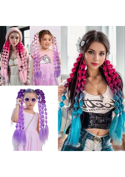 Balon Örgülü Simli Lastikli At Kuyruğu - ACM06 modelleri