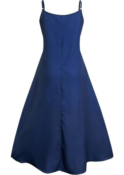 Kadın Ip Askılı V Yakalı Desenli Süprem Maxi Elbise