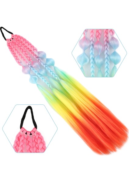 Balon ve Düz Salaş Örgülü Lastikli At Kuyruğu - ACM16