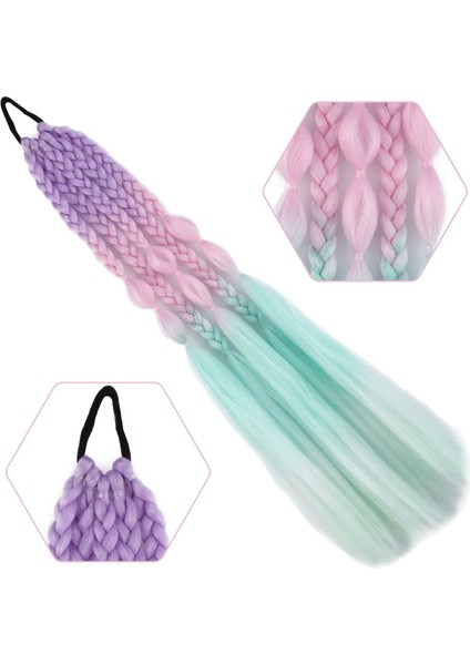 Balon ve Düz Salaş Örgülü Lastikli At Kuyruğu - ACM14