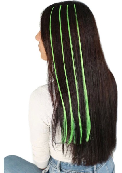 Fiber Sentetik Boncuk Kaynaklık Renkli Saç - Neon Yeşil - 100 Adet fiyatları
