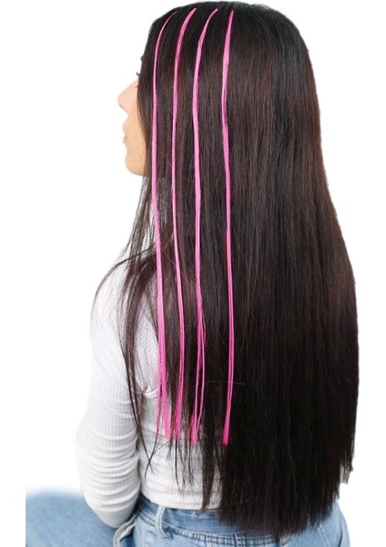 Fiber Sentetik Boncuk Kaynaklık Renkli Saç - Koyu Pembe - 100 Adet fiyatları