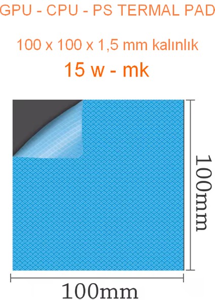 100 x 100 x 1,5 mm Gri Termal Iletken Pad - 15 W/m-K modelleri