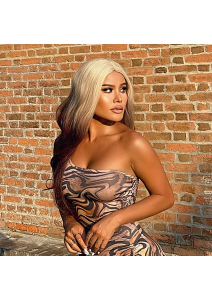 Platin Çikolata Kahve Ombreli Uzun Dalgalı Tül Peruk fiyatları