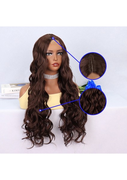 Kahverengi Dalgalı Uzun Tül Peruk fırsatları